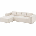 Canapé d'angle convertible en L, confortable et modulable, beige