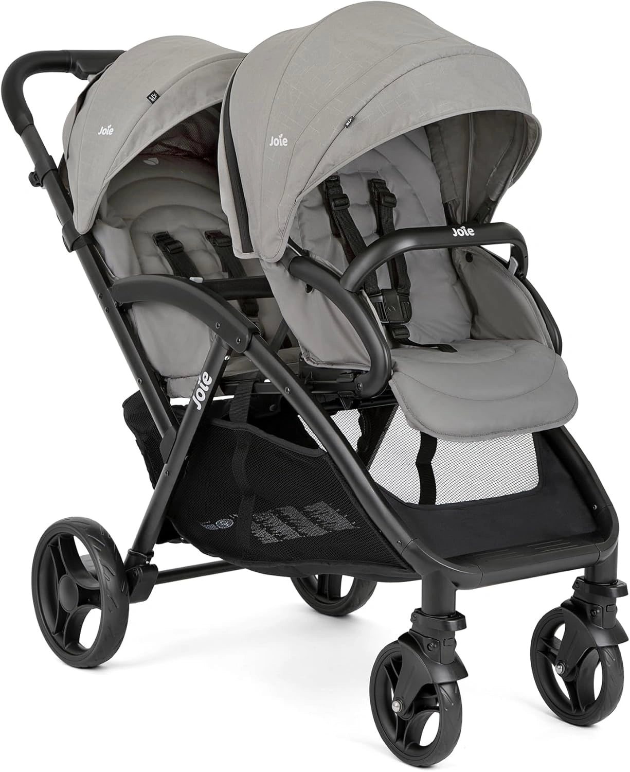 Poussette Double Joie Evalite Duo - Ultra Légère et Inclinable - Compatible Sièges Auto & Nacelles - Suspension Intégrale - Confort Sécurisé 5 Points - Dès la Naissance