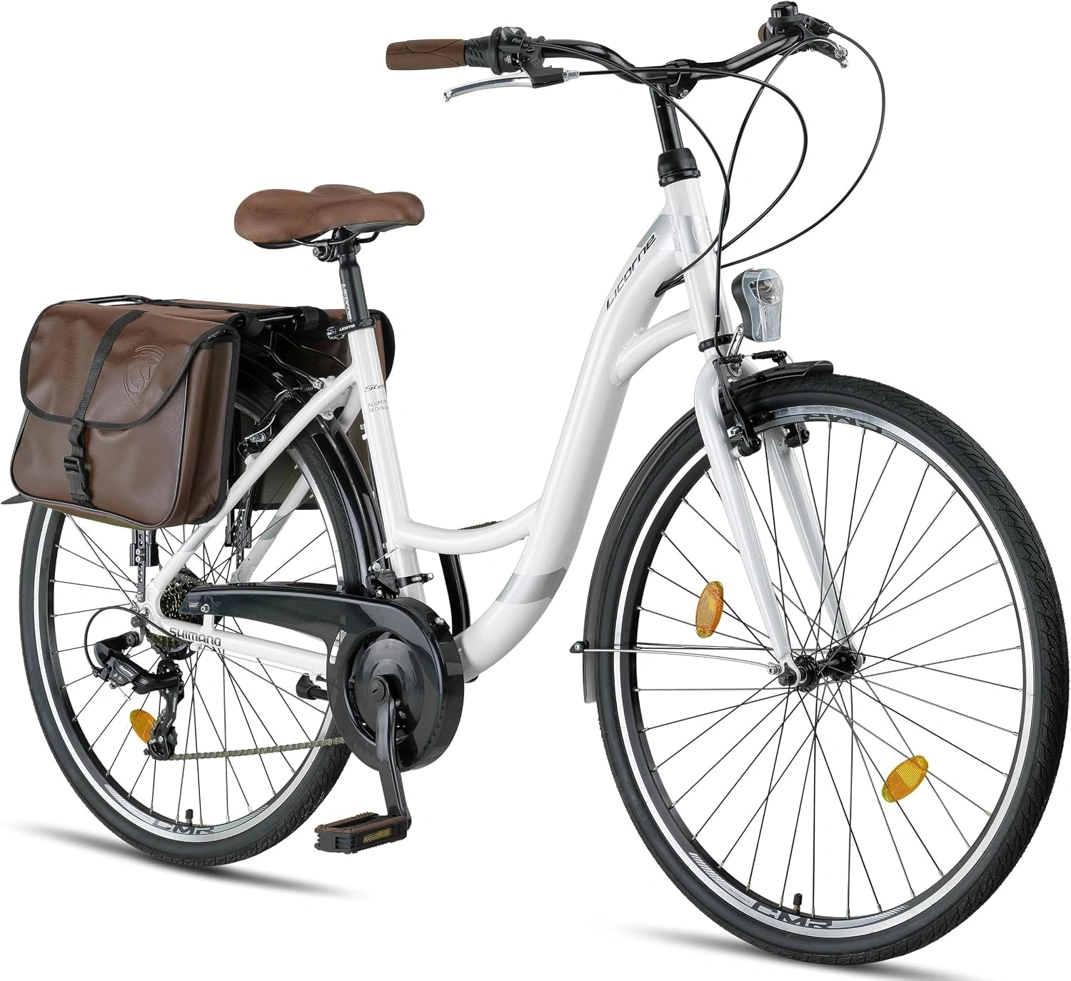 Vélo de Ville Premium Licorne Bike Stella Plus en Aluminium, 26" et 28", pour Tous, 21 Vitesses, Conforme StVZO
