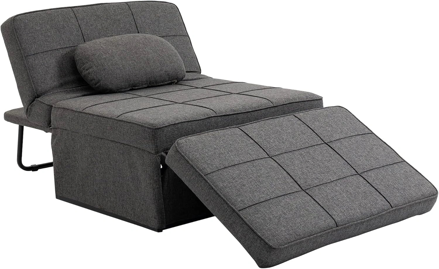 Fauteuil Convertible 4 en 1 avec Repose-Pied et Dossier Inclinable - Gris