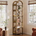 étagère de Bibliothèque en Bois à 6 Niveaux 180cm - Tribesigns, Rangement Arqué pour Livres, Bureau et Salon