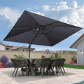 Grand Parasol Droit Gris 3 x 4 m avec Protection Solaire UPF 50+, Système de Manivelle Avancée et Rotation 360° pour Jardin