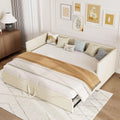 Lit escamotable en velours avec canapé, 200 cm, convertible en lit double, sans matelas, beige