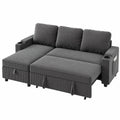 Canapé d'angle convertible 3 places avec rangement intégré et accoudoirs multifonctionnels, idéal pour salon et petit appartement, design moderne et pratique, gris