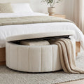 Tectake Banquette Rembourrée avec Coffre de Rangement 108 cm, Charge 150 kg, Assise Confortable, Pour Chambre et Salon - Bouclé Crème