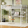 Lit Mezzanine 2 Places 140x200cm avec Bureau et Rangement, Enfant Adolescent Adulte