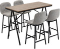 Ensemble de Bar Industriel avec Table et 4 Tabourets Rembourrés en Acier, Gris Clair
