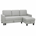 Canapé d'angle convertible réversible avec coffre et coussins lavables en tissu lin