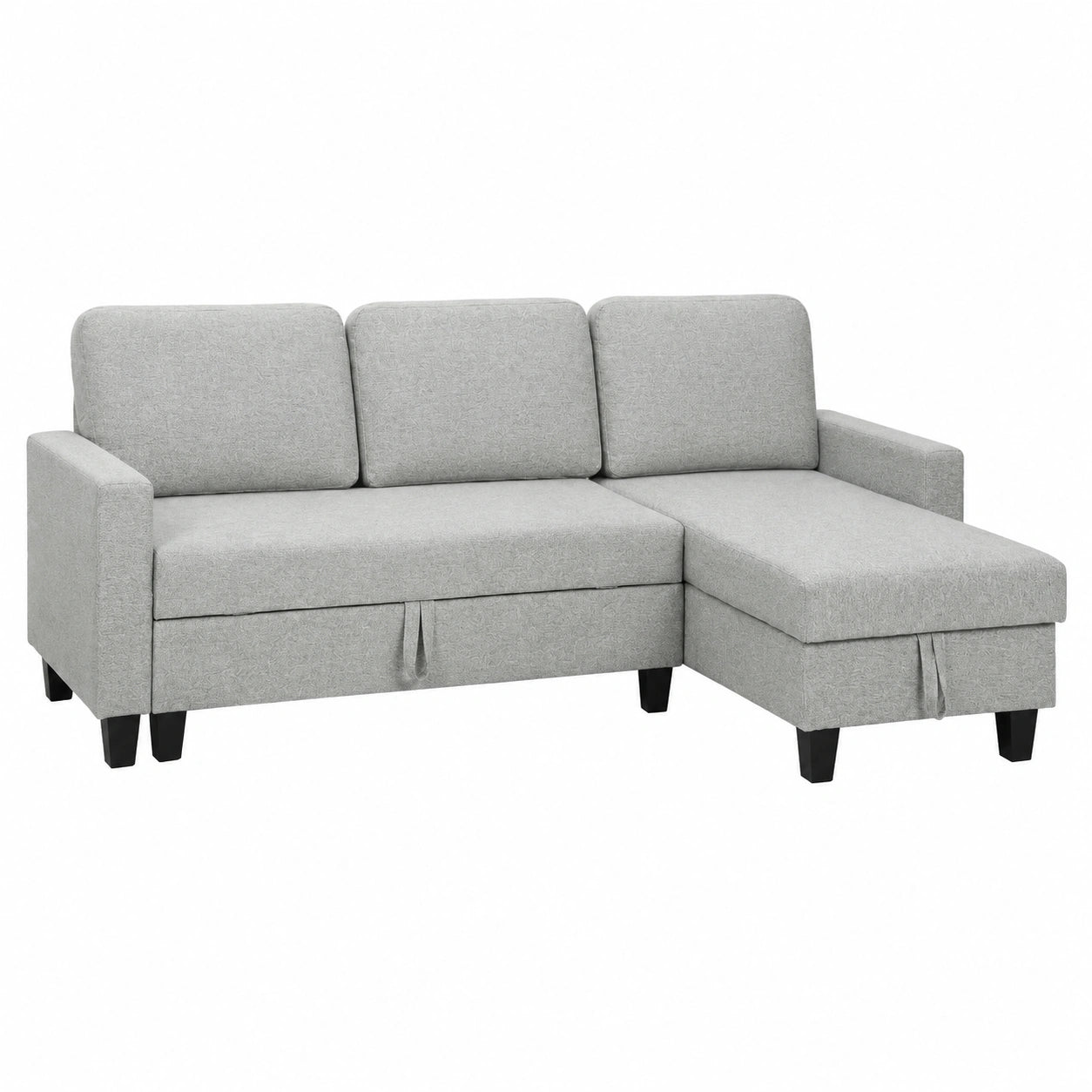 Canapé d'angle convertible réversible avec coffre et coussins lavables en tissu lin