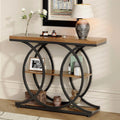 Console étroite industrielle 105x30 avec rangement en bois pour salon et entrée