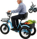 Tricycle électrique Pliable Adulte 18" - 7 Vitesses Mécaniques et 5 électriques, Batterie 48V 13Ah, Portée 44 km, Pneus Larges, Lumière LED Bleu
