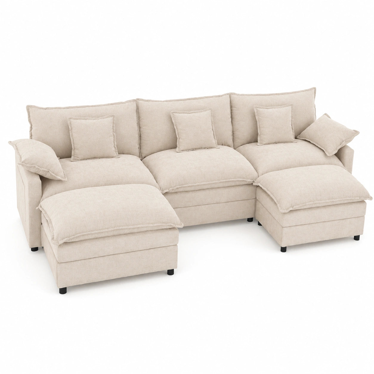 Canapé Modulable en U avec Repose-Pieds Amovible