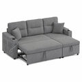 Canapé d'angle convertible avec méridienne de rangement et ports USB, 3 places, gris foncé