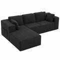 Canapé d'angle en L 3 places avec méridienne à gauche, pour salon et chambre, velours gris foncé