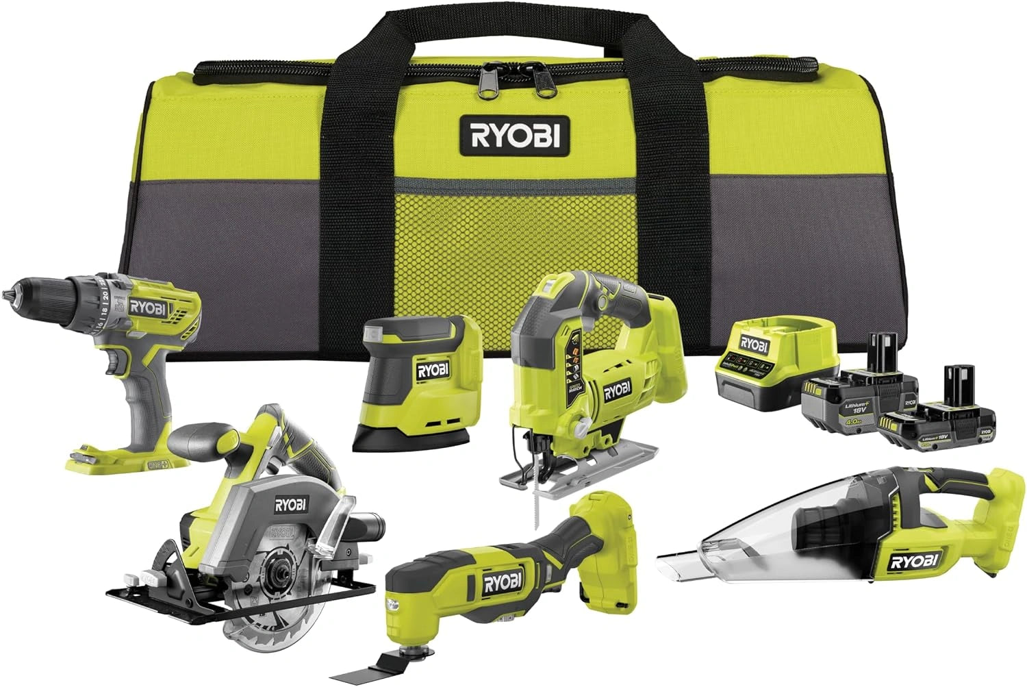 Ensemble 6 Outils RYOBI 18V ONE+ avec Batteries et Chargeur