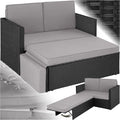 Ensemble de Jardin Modulable en Rotin Tectake - Canapé 2 Places, Bain de Soleil et Pouf avec Repose-pieds