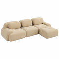 Canapé d'angle modulable en velours côtelé, avec pouf intégré, pour salon spacieux, assise profonde, prêt à l'emploi