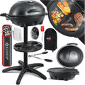 Grill électrique 2 en 1 avec thermomètre et couvercle, 2400 W, plaque antiadhésive XXL, rangement intégré