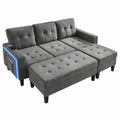 Canapé d'angle modulable avec éclairage LED et port USB, repose-pieds extra-large, 3 places