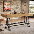 Table Haute de Bar 160 cm avec Repose-Pieds Métallique, Style Industriel pour Cuisine, Marron