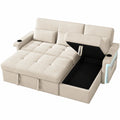 Canapé d'angle réversible avec LED et port USB, 3 places, dossier ajustable, coussins inclus, espace de rangement