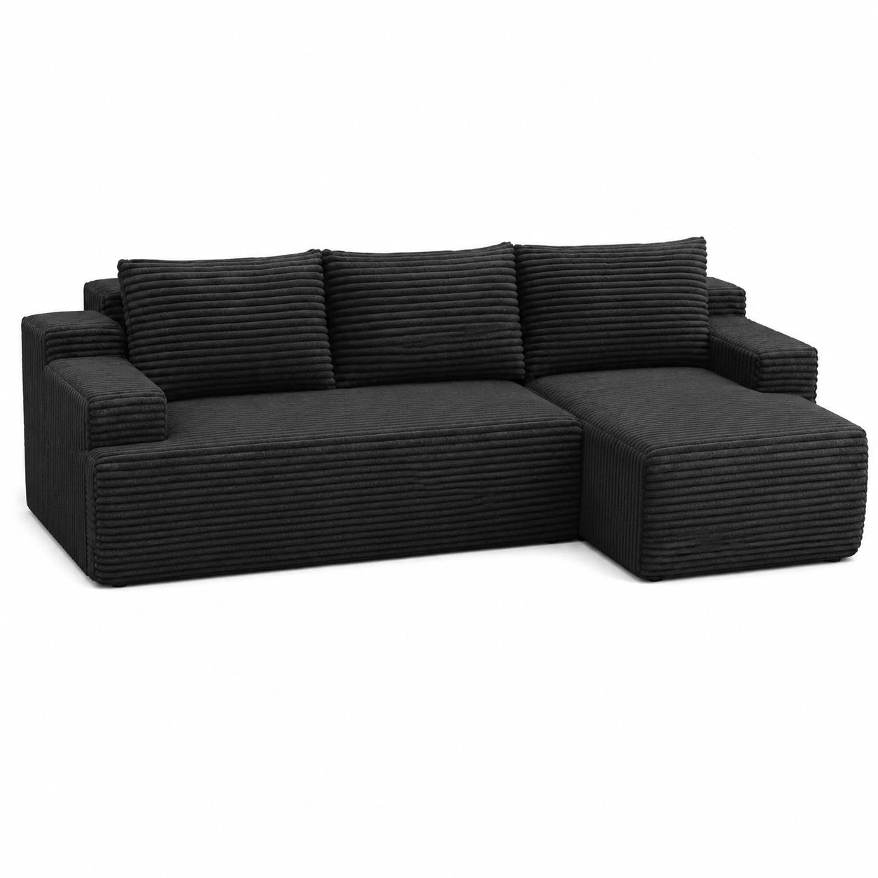 Canapé d'angle modulable en velours avec poches latérales